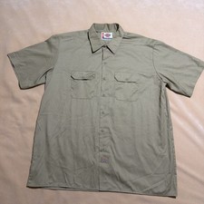 Dickies Work Shirt Mens 2XL Short Sleeve Tan Industrial Uniform Pockets Logo