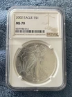 2002 Silver Eagle NGC MS 70 brown Label ￼Spot Free Coin!!
