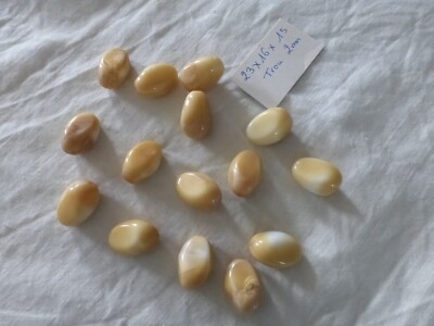 Lot 15 Perles Vintage Pampilles En Verre - Couleur Camel/beige, Fabrication Tchécoslovaquie