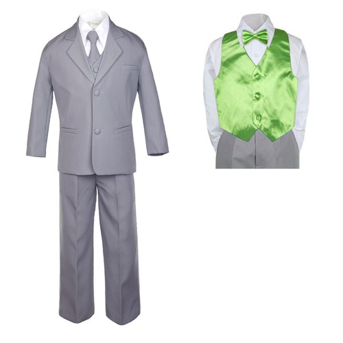 Baby Toddler Boy Formal Medium Gray Suit Tuxedo a Color Vest & Bow Tie to Pick - Picture 15 of 25
