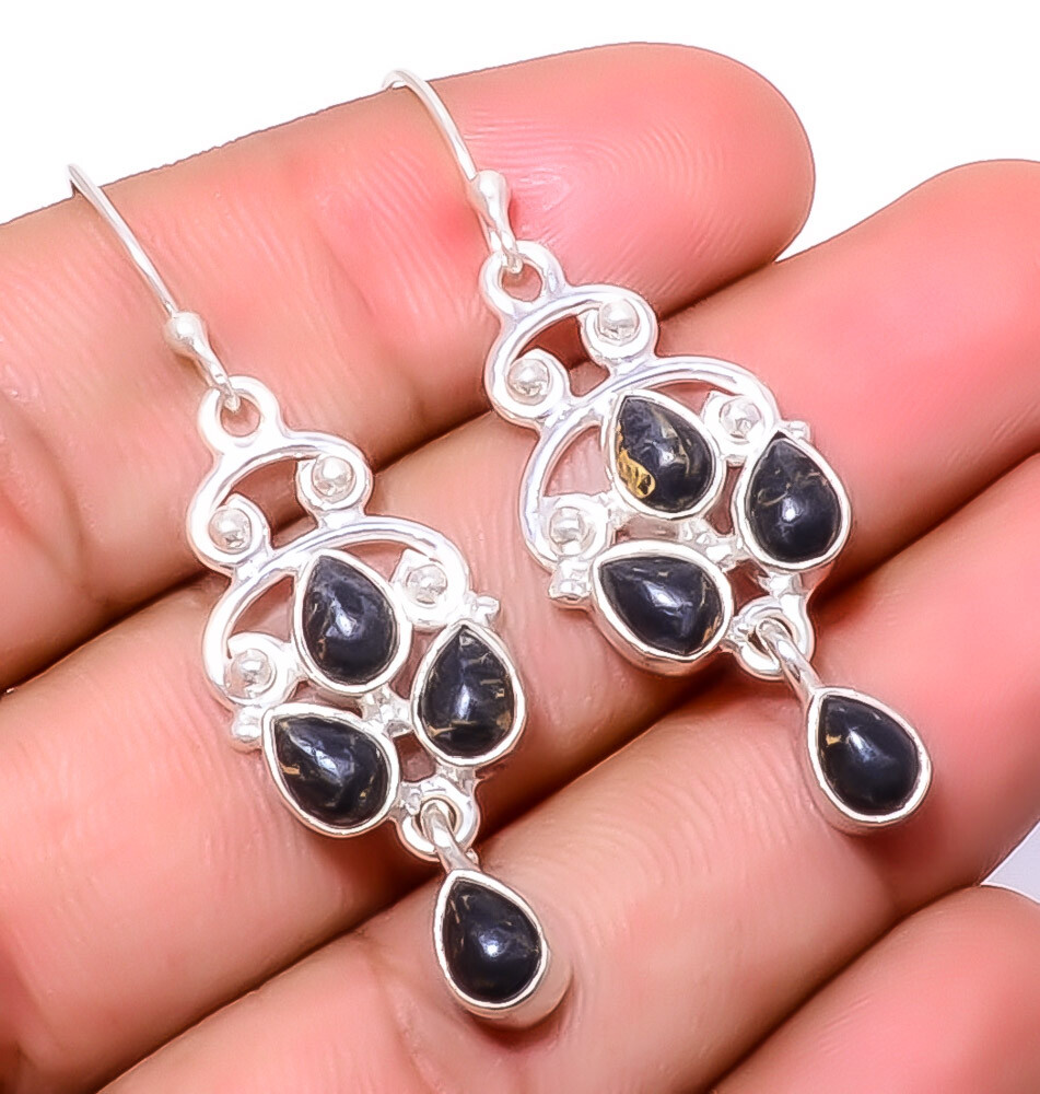 Copper Black Turquoise 925 Sterling Silver Earring 1.95