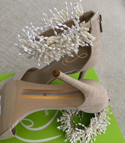 NWB Sam Edelman Gillie, Sand Linen ankle strap sandals size 8.5 - Bild 5 von 9