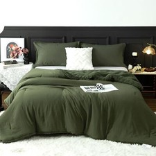Sherpa Queen Comforter Set Winter 3 Pieces Olive Green Comforter Warm Ultra Soft