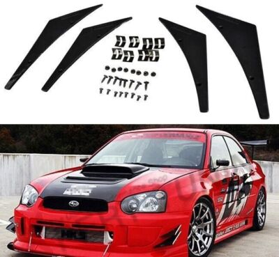 ADD ON 4 PCS PU AERODYNAMIC FRONT BUMPER FIN SPOILER CANARDS SPLITTERS