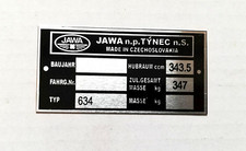 Rahmenplakette Typenschild pass. f. Jawa 350 634