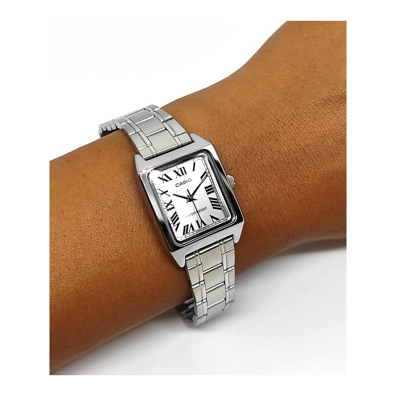 Orologio Casio Tank Donna LTP-V007D-7BUDF Cinturino Acciaio con