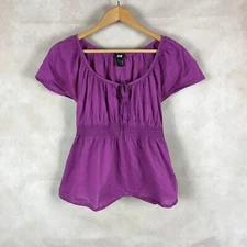 H&M Purple Cotton Smocked Top Size 4
