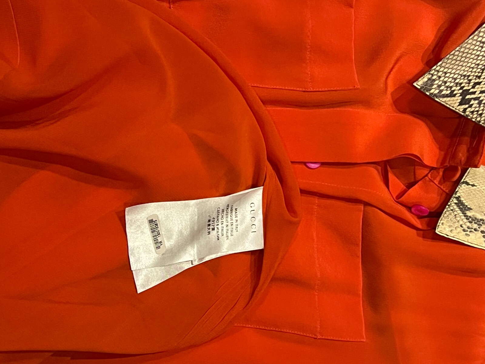 Gucci Dress Removable Python Skin Collar Orange S… - image 4