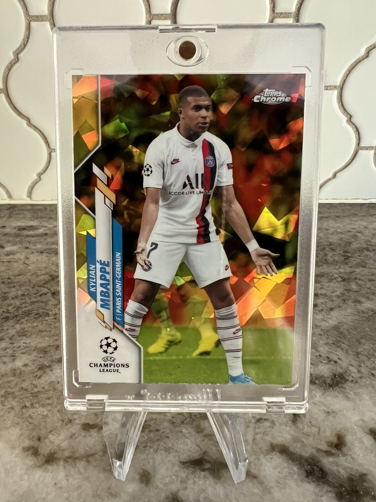 2019-20 Topps Chrome UCL Soccer Sapphire Yellow Kylian Mbappe 67/99
