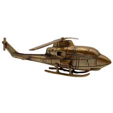 Vintage Brass Helicopter Moving Propeller Aircraft Model Decorative Collectibles