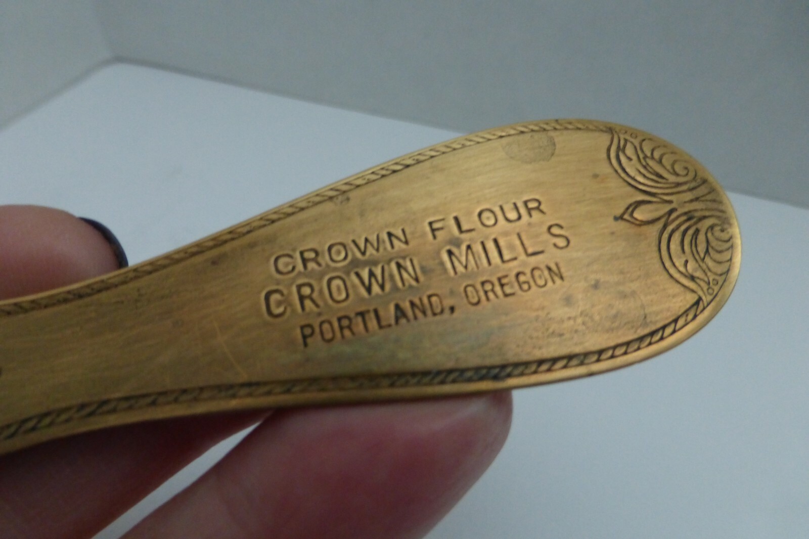 vtg Brass Copper ADVERTISING Letter Opener / CROWN FLOUR MILLS Portland