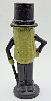 Vintage Reproduction Planters Nuts Mr. Peanut Cast Iron Coin Bank