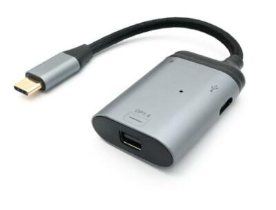 3in1 Adapter Mini DP 1.4 Buchse & 2x USB 3.1 Typ C Buchse zu Typ C Stecker Grau