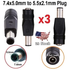 x3 DC Power Adapter 7.4x5.0mm Male Plug to 5.5x2.1mm Female Jack For HP (J)
