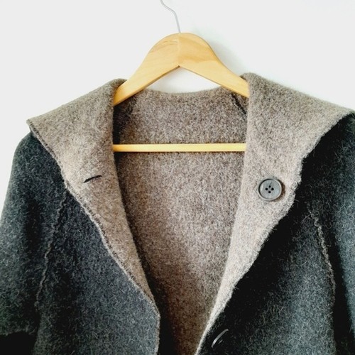 TALBOTS Reversible Alpaca Wool Hoodie Coat Jacket sz: Med - Picture 11 of 14