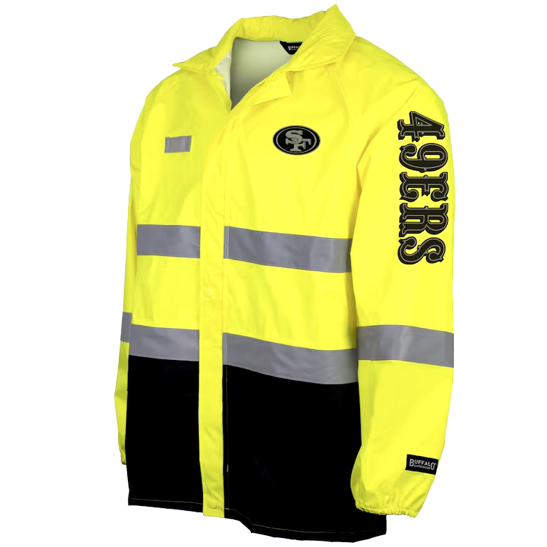 San Francisco 49ers Hi-Vis Safety Waterproof Rainshell Full-Zip