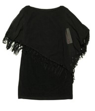 NWT Xscape Black Fringe Poncho Boho Style Dress Size 6P Made in USA