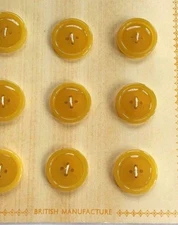 Vintage Buttons -12 Golden Yellow 4-Hole 7/8" Casein Buttons - Made In UK