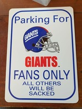 Vintage Parking for Giants Fans Only All Others Will Be Sacked Football Sign