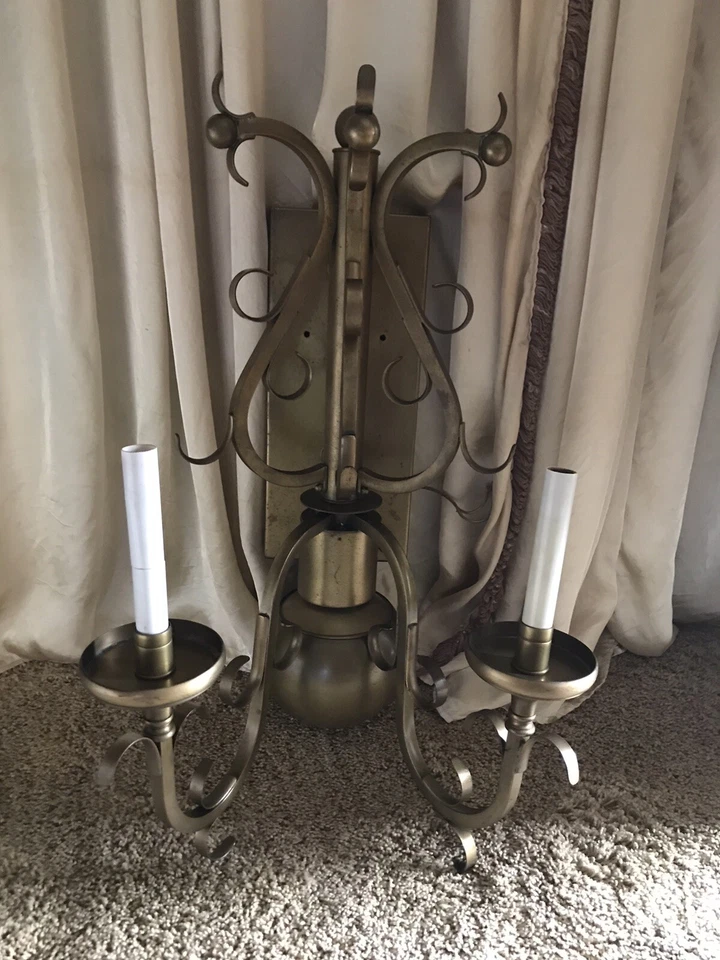 "Par de candelabros federales de latón duro vintage luz de aplique de pared 22"" XL Foto 2 de 4