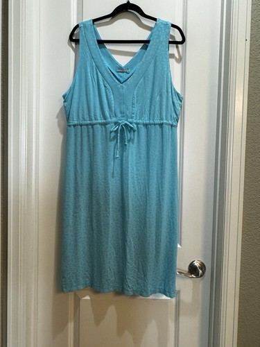 FRESH PRODUCE Blue Floral Drawstring Dress Sleeveless XL Armpit To Armpit 22” - Picture 3 of 7