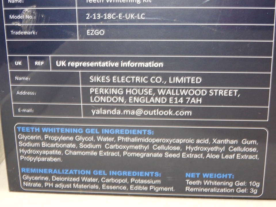 EZGO Teeth Whitening Kit LED Light 5X LED FastResult Teeth Whitener