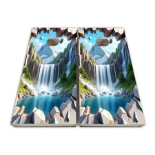 3D Waterfall Cornhole Board Wrap Decal Cornhole Skins SET