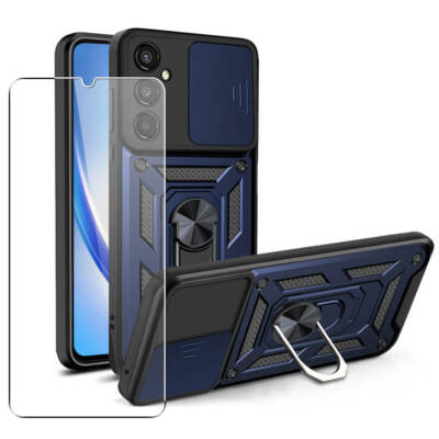 Hülle für Samsung Galaxy A34 5G Handyhülle + Glas Displayschutzfolie Marineblau