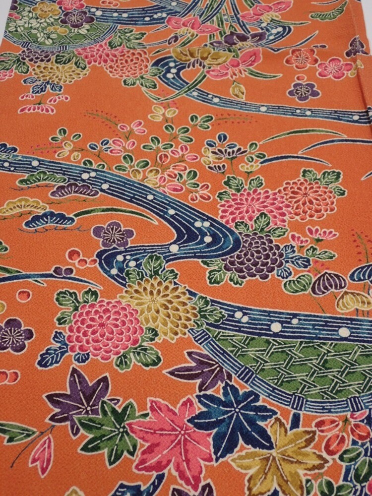 2Z01z60 Japanese Kimono Crepe Silk FABRIC Maple 40.2x14.2 | eBay