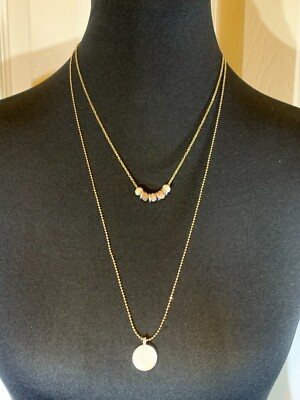 LUCKY BRAND M.O.P. Pendant & Agate Beads Double Layered Necklace NWT $45 L@@K