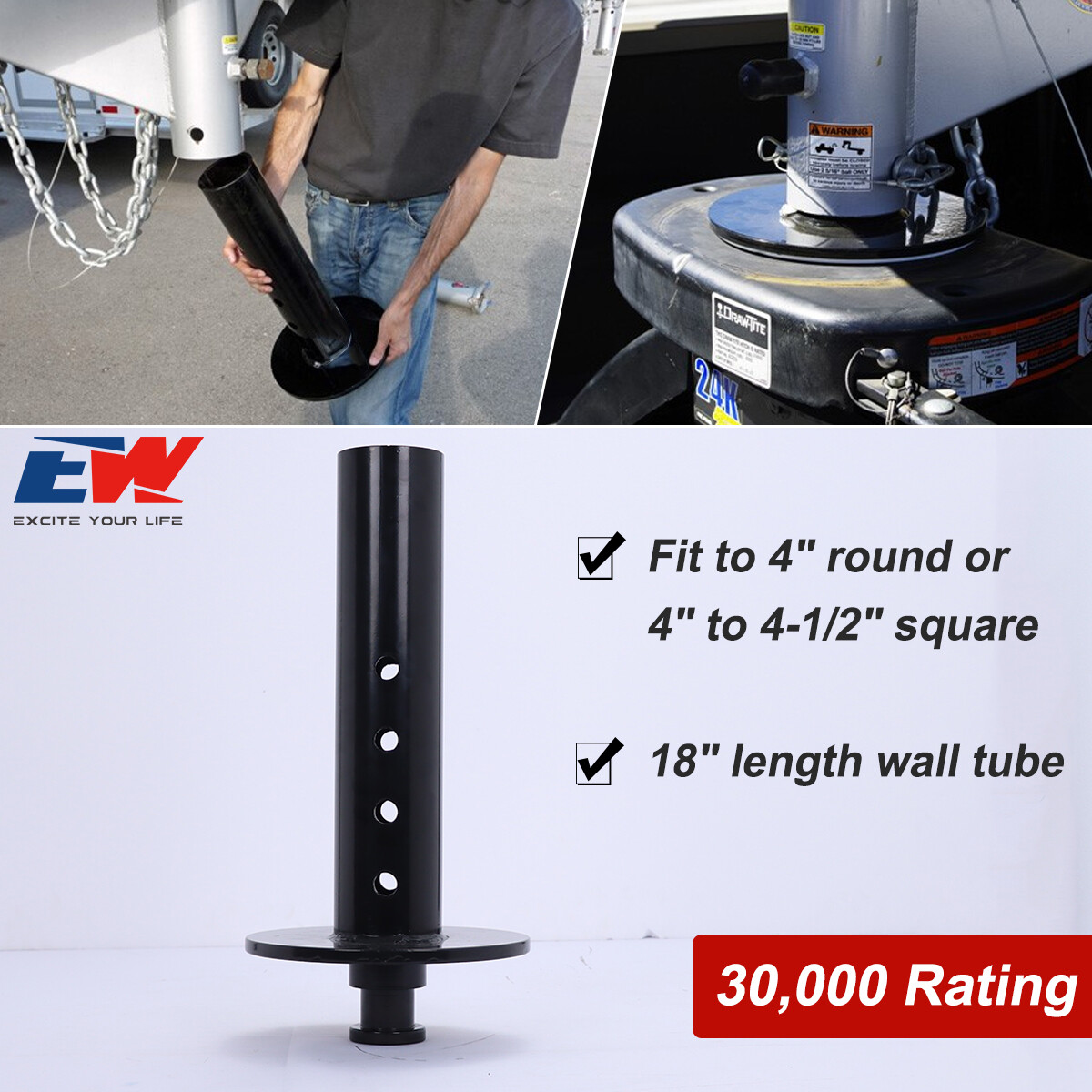 Gooseneck Adapter to 5th Wheel -4&quot; Round Tube, 30,000 Rating Black 