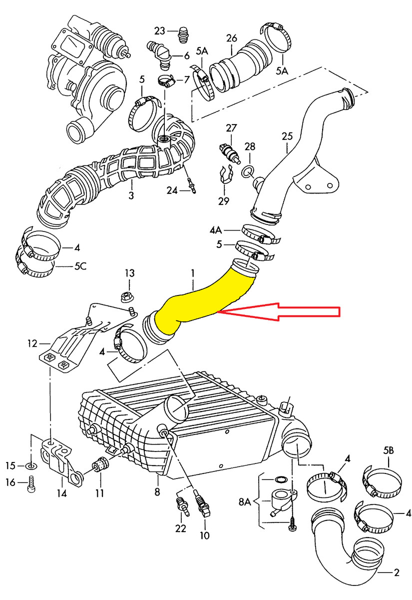FOR BRAND NEW F AUDI 100 A6 2.5 TDI INTERCOOLER TURBO HOSE  