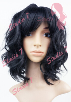 W131 natürliche schwarze schulterlange gewellte Damenperücke natürlicher Look - Studio7-uk 