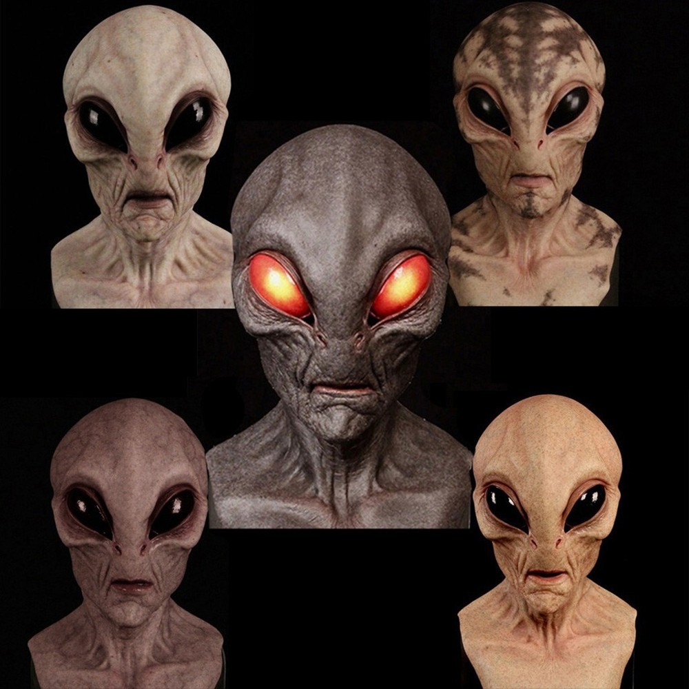 Alien Costume Adult Realistic Alien Mask - Latex Halloween Costume Mask For Adults In Off-White Latex Head Mask - Foto 6