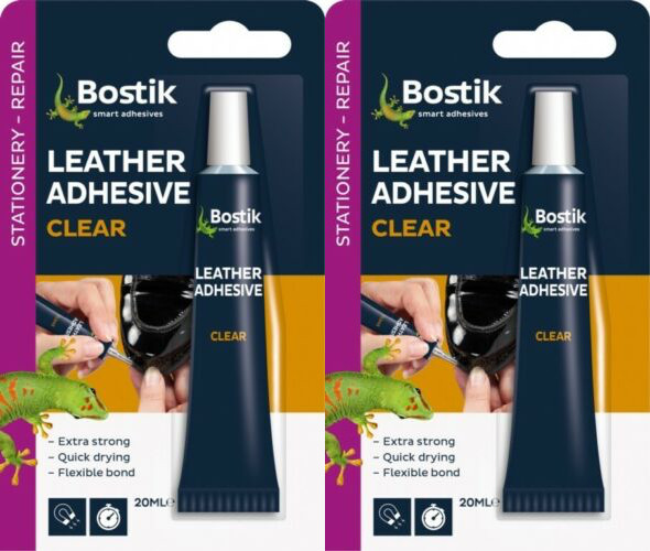 2x Bostik Leather Extra Strong Flexible Bond Waterproof Adhesive Clear Glue 20ml