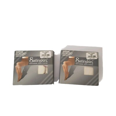 Satinskin Pantyhose Full Figure Regular Shadow Toe Ivory Nylon Daysheer