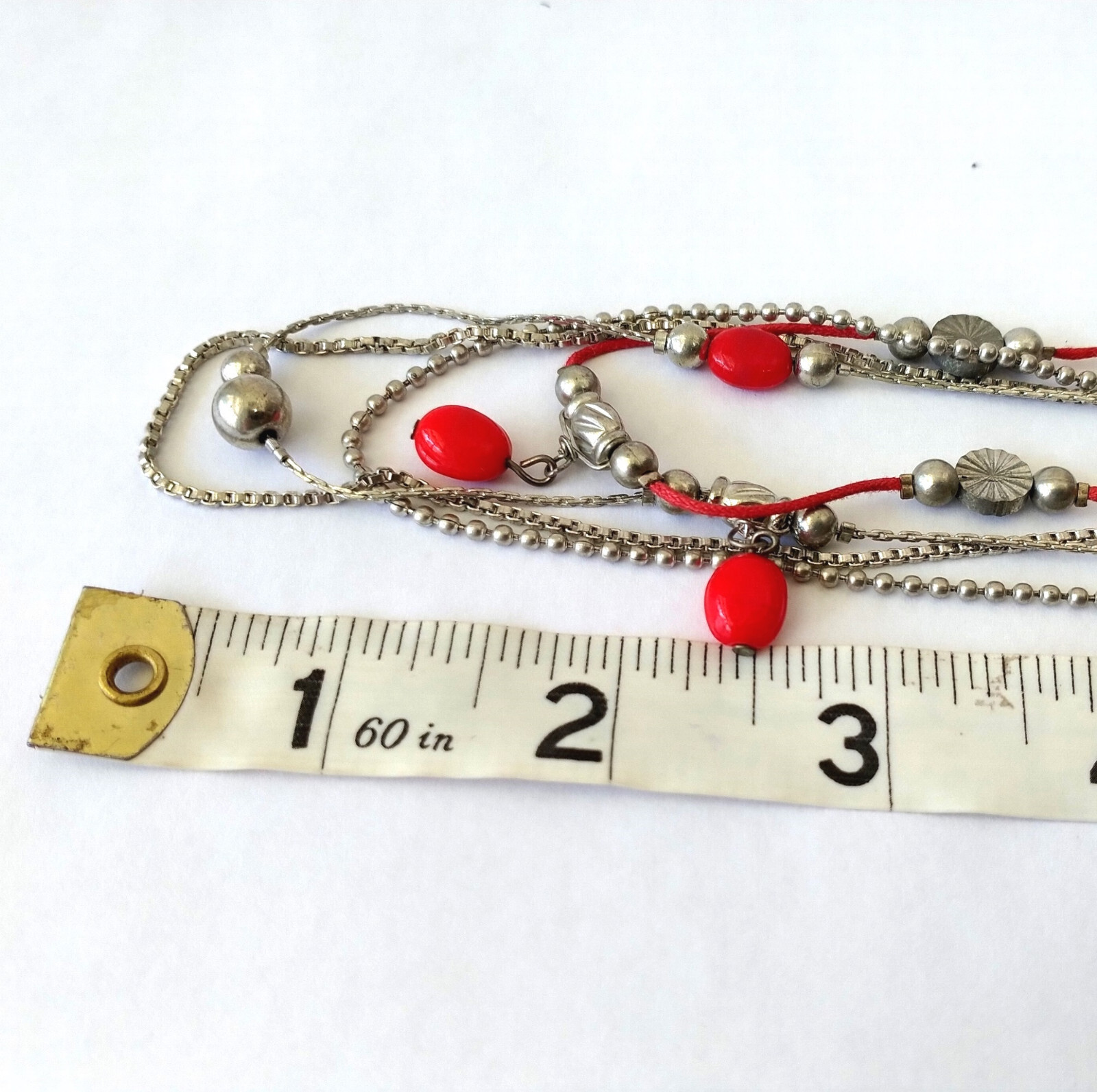 Long Layered Silver Multi Chains and Stationed Re… - image 9