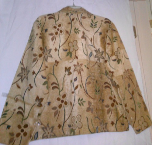 Size Medium Floral Jacket Jane Ashley Beige Multicolor Lined Ship Free - Picture 17 of 21