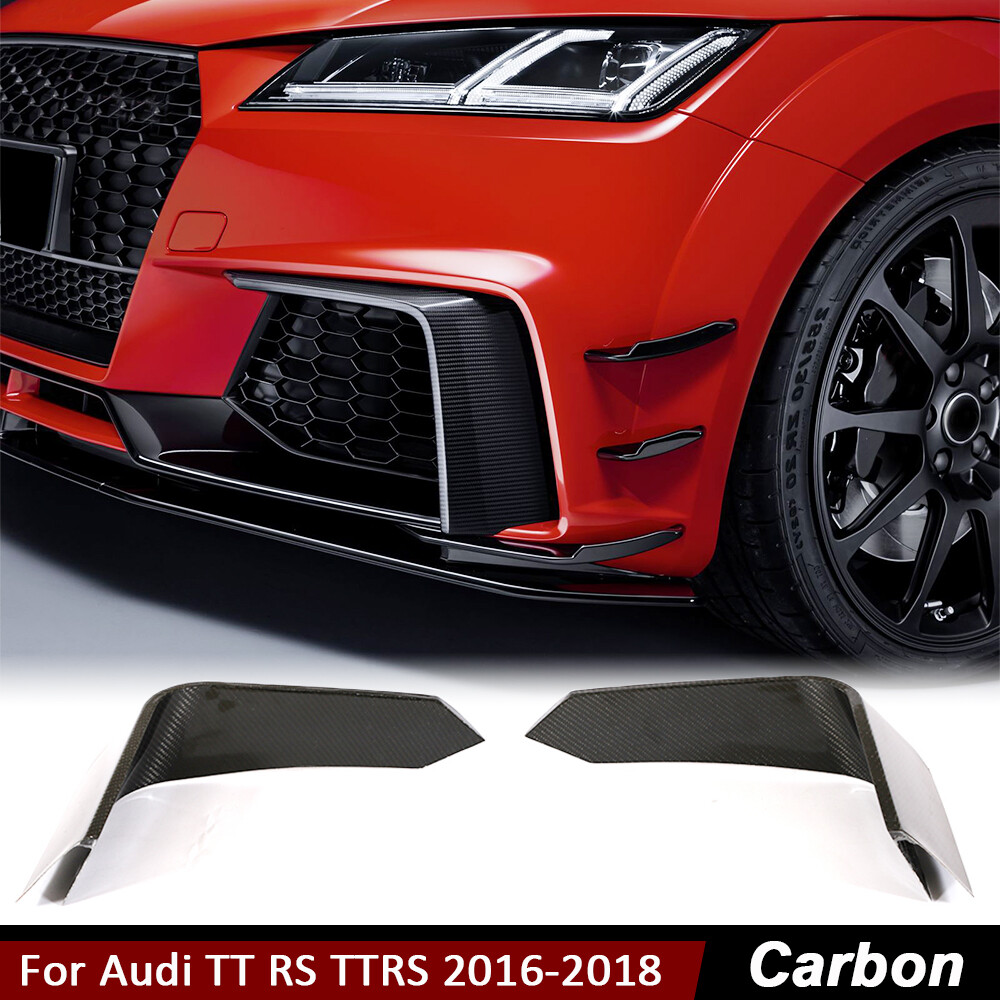 For Audi TT RS TTRS 16-18 REAL CARBON Front Fog Light Cover Fins Splitter Canard