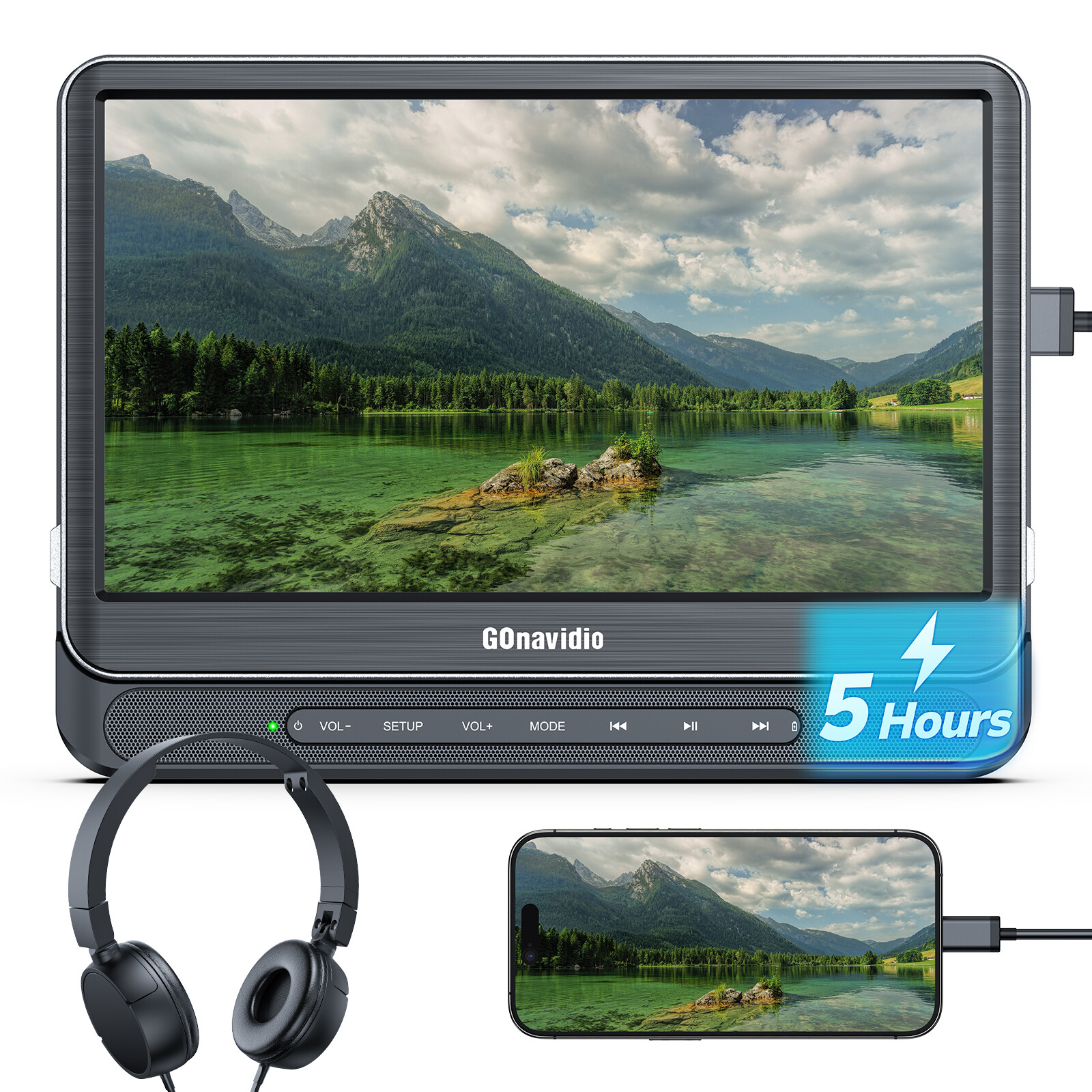 12 Inch Full HD Car Headrest DVD Player with HDMI USB and Rechargeable Headsets