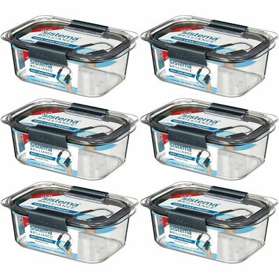 6 x Sistema Brilliance 920ml Lebensmittelbehälter 100 % auslaufsicher - mikrowellensicher/Deckel