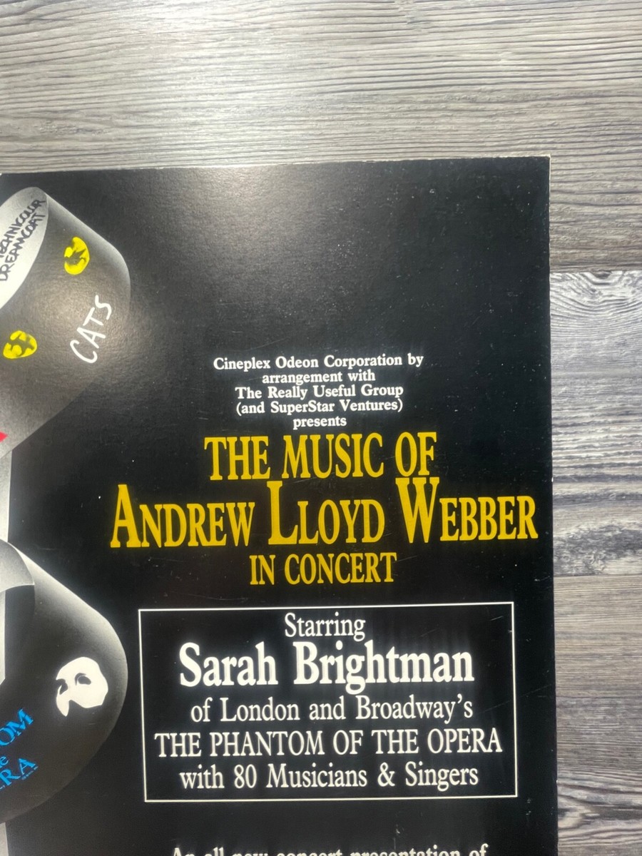 ANDREW LLOYD WEBBER IN CONCERT, BROADWAY WINDOW CARD/POSTER RARE, SARA  BRIGHTMAN