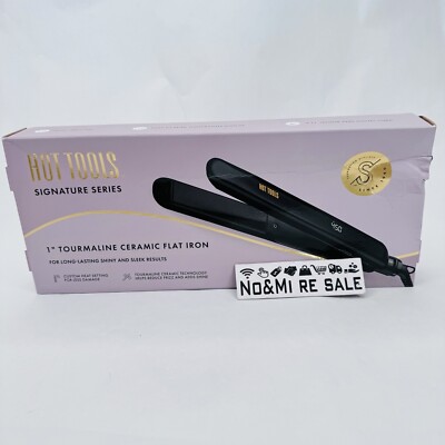 Hot Tools Pro Signature Ceramic + Tourmaline Flat Iron for Sleek Results, 1 Inch