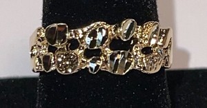 Authentic SIZE 4-13, 14KT GOLD PLATED STUNNING DESIGNER MENS WOMENS NUGGET RING #5