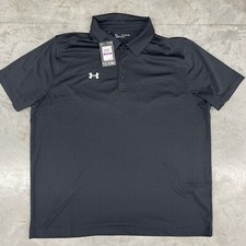 NWT Under Armour 1370399 001 Men's Large Black UA Team Tech Loose Fit Polo 2XL