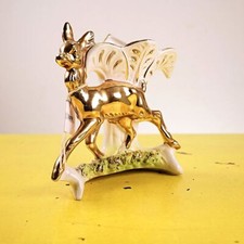 ceramica vintage primi 900, cerbiatto dorato