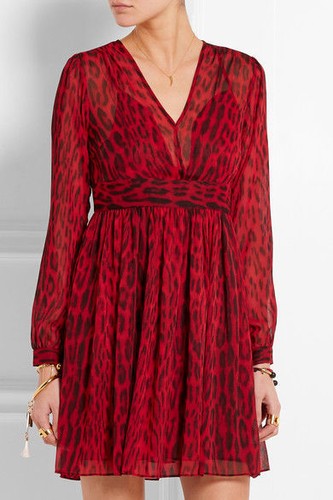 Nuevo Con Etiquetas $160 Michael Kors Georgette Vestido estampado de  leopardo, Blaze Rojo, tamaño 4 10 14 | eBay