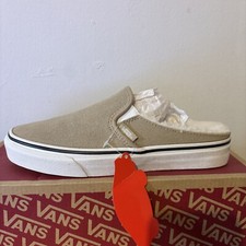 NWB Women's Vans Asher Mule Suede Sherpa Lined Slip On Brown/white Sz 6.5