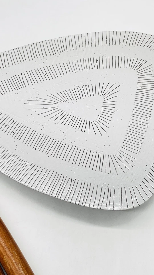 Jonathan Adler Pottery Table Handmade In Peru 3 Leg Triangle 16” Tall ~RARE FIND - Image 2 of 4