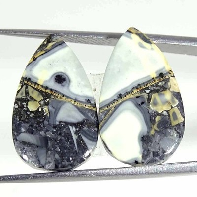 19,90 Ct Natürlicher Maligano Jasper Birnenpaar Cabochon Lose Edelsteine